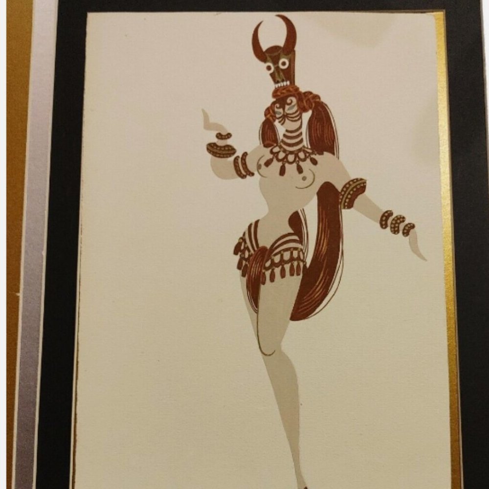 THIS IS A HAND PAINTED ERTE HE SAT AND PAINTED THIS. IT IS ON PAPER LIFETIME GUA